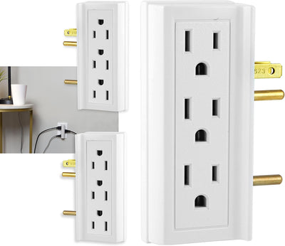 GE 48662 6-Outlet Extender Wall Tap 3-Pack Vertical