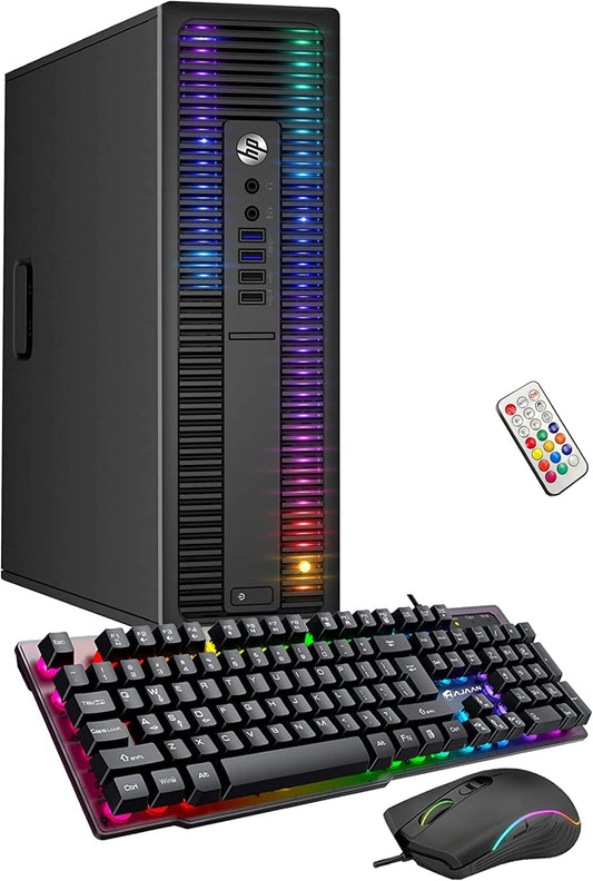 HP EliteDesk RGB Gaming PC AMD 16GB 512GB SSD Win10 Renewed