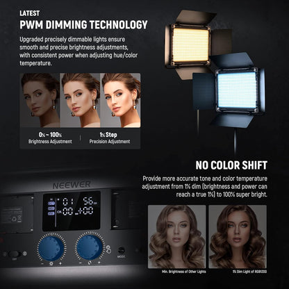 Neewer 10104229: RGB1200 LED Video Light Kit with Stands