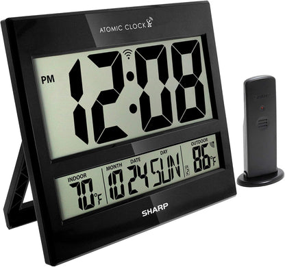 Sharp Atomic Clock with Indoor/Outdoor Temperature
