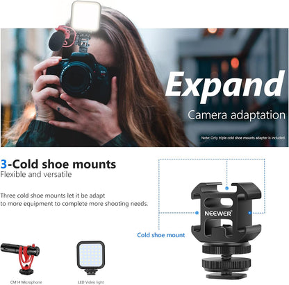 Neewer 10100282 Hot Shoe Mount Adapter with Triple Cold Shoe