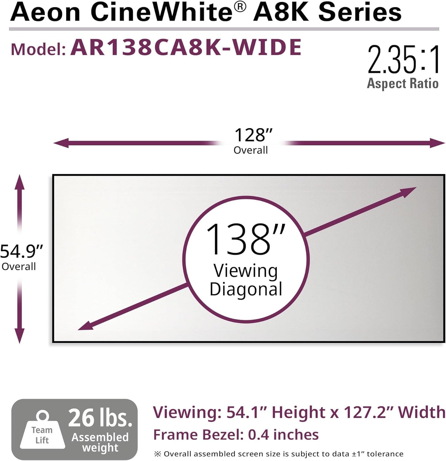Elite Screens AR138CA8K-WIDE Aeon CineWhite 138" Acoustically Transparent Screen