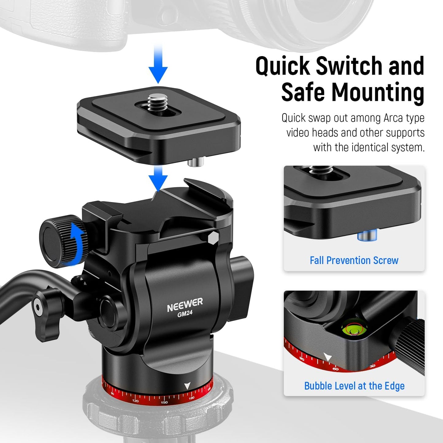 Neewer GM24 Tripod Fluid Head with Quick Release