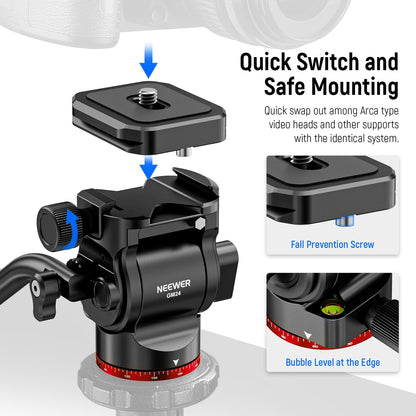 Neewer GM24 Tripod Fluid Head with Quick Release