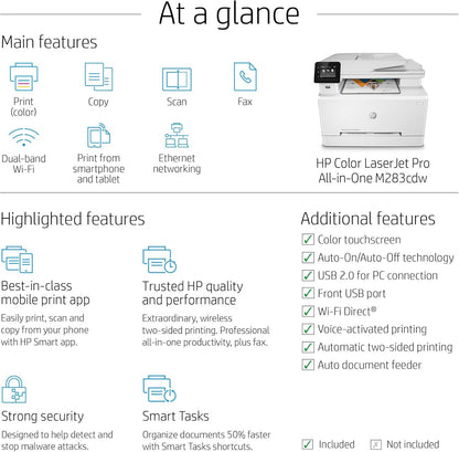 HP M283 cdw Laserjet Pro Color Wireless Printer