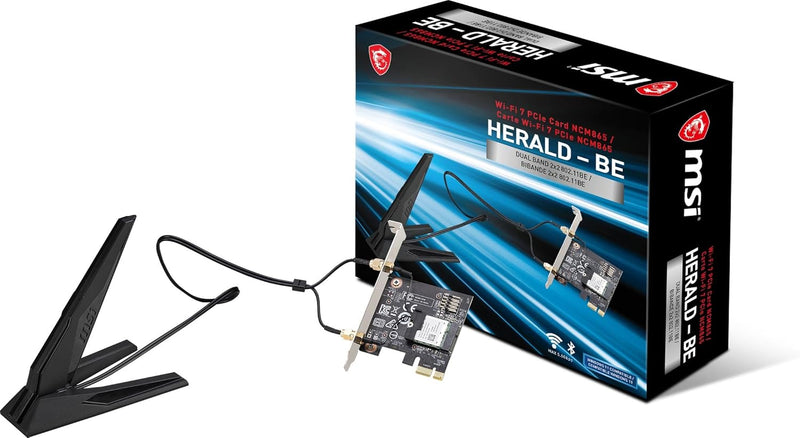 MSI NCM865 Herald-BE Wi-Fi 7 PCIe Adapter — main product image