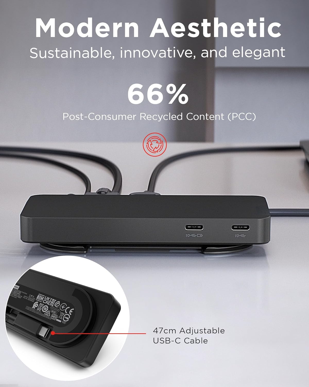 Lenovo 40B90000US USB-C Dual 4K Display Travel Dock