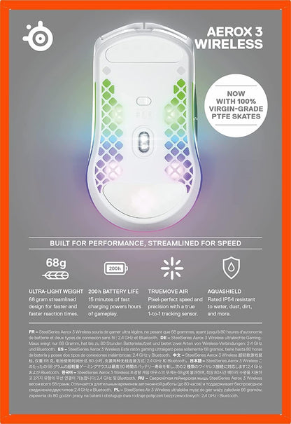 SteelSeries Aerox 3 62608 Wireless Gaming Mouse - Snow