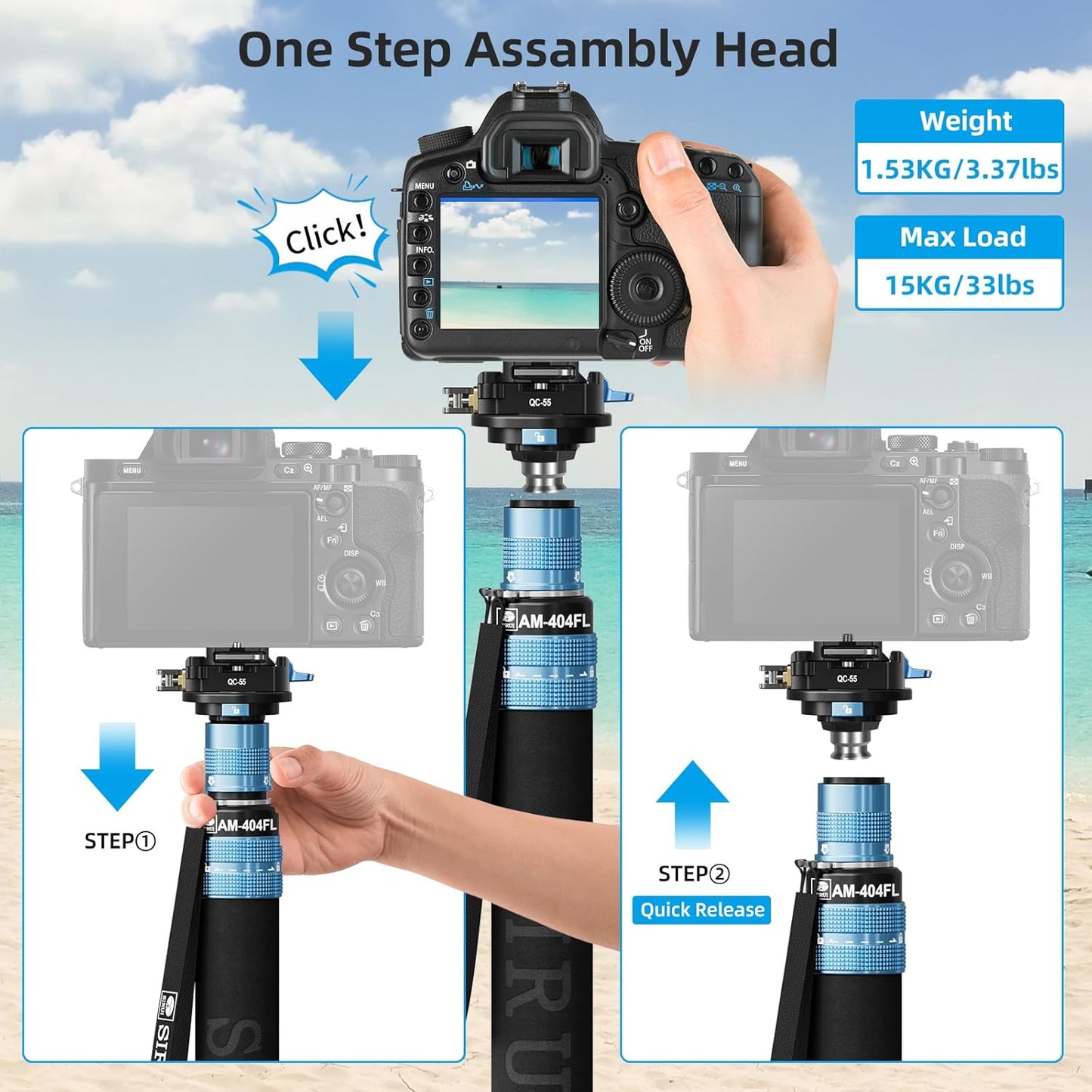 Sirui AM-404FL+QC-55 Monopod Feet Quick Release Plate