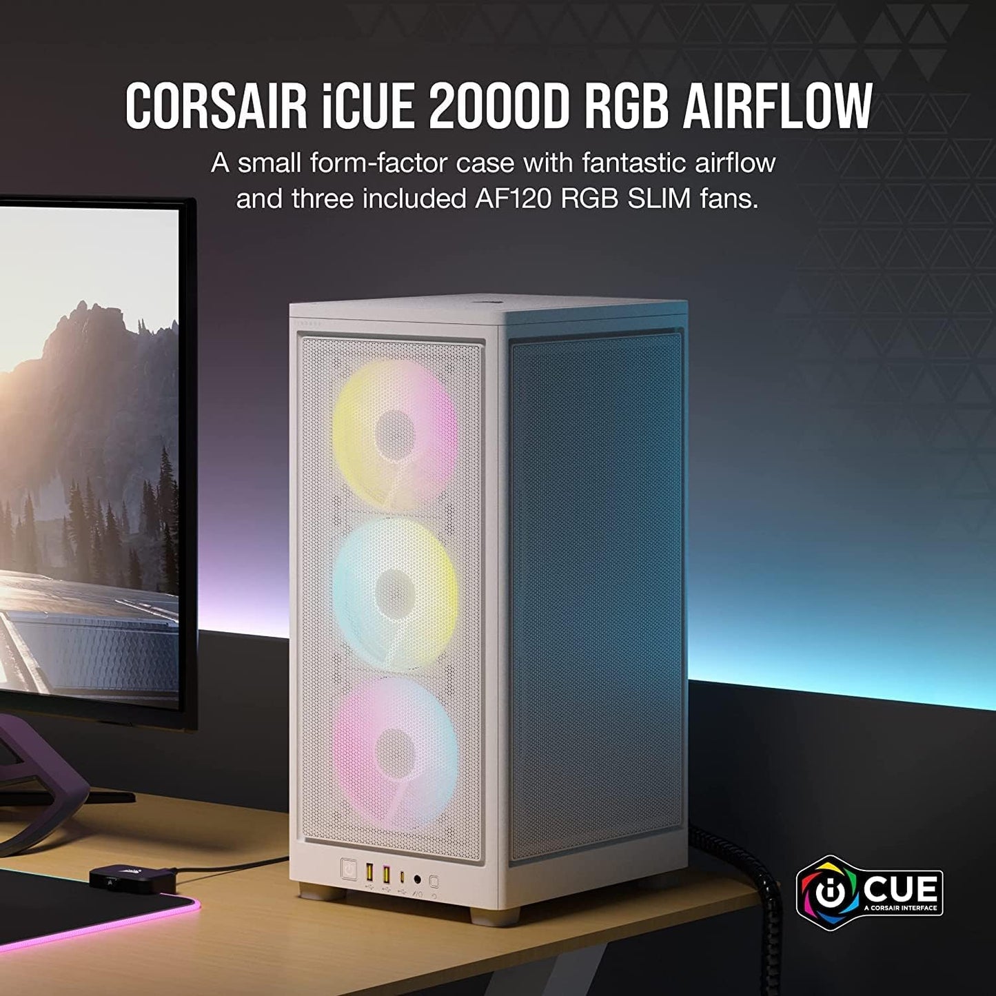 Corsair CC-9011247-WW iCUE 2000D RGB Airflow Mini-ITX Case White