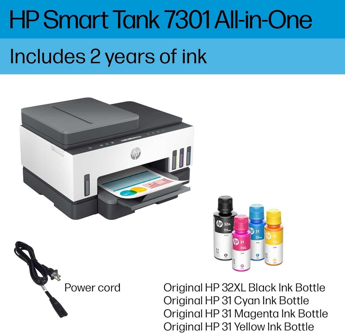 HP Smart Tank 7301 Wireless All-in-One Printer Ink Included
