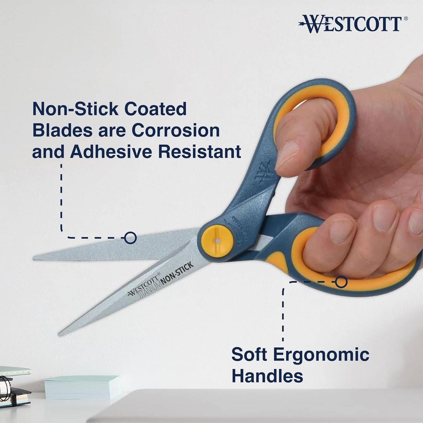 Westcott 15454 8" Titanium Non-Stick Scissors 3-Pack