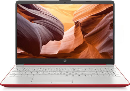 HP 15" HD Laptop, Pentium 4-Core, 8GB, 128GB SSD, Red (Renewed)