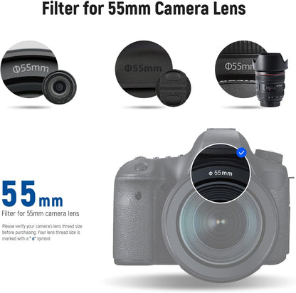 NEEWER 55mm ND Filter Kit ND4, ND8, ND64, ND1000 - Nano Coated
