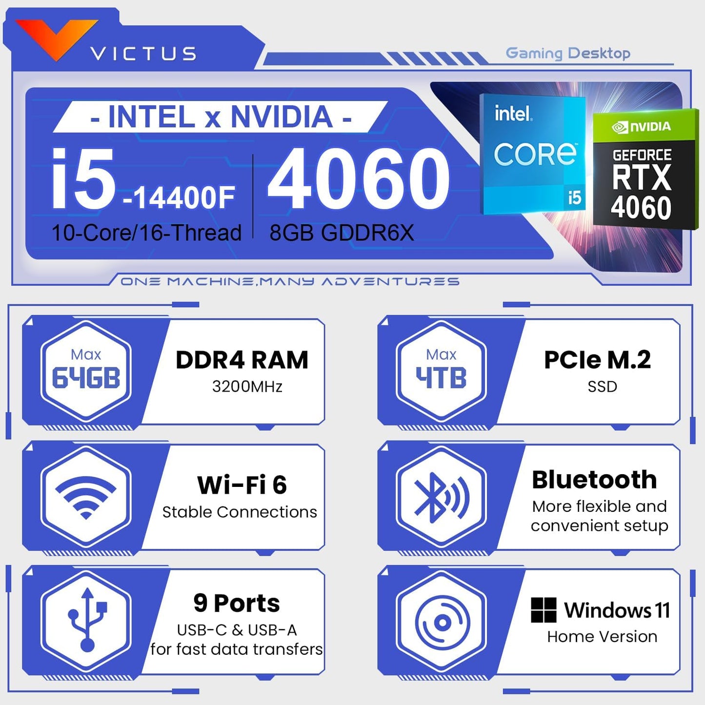 HP TG02-CTO05 Victus 15L RTX 4060 Gaming PC - i5-14400F, 32GB, 2TB SSD