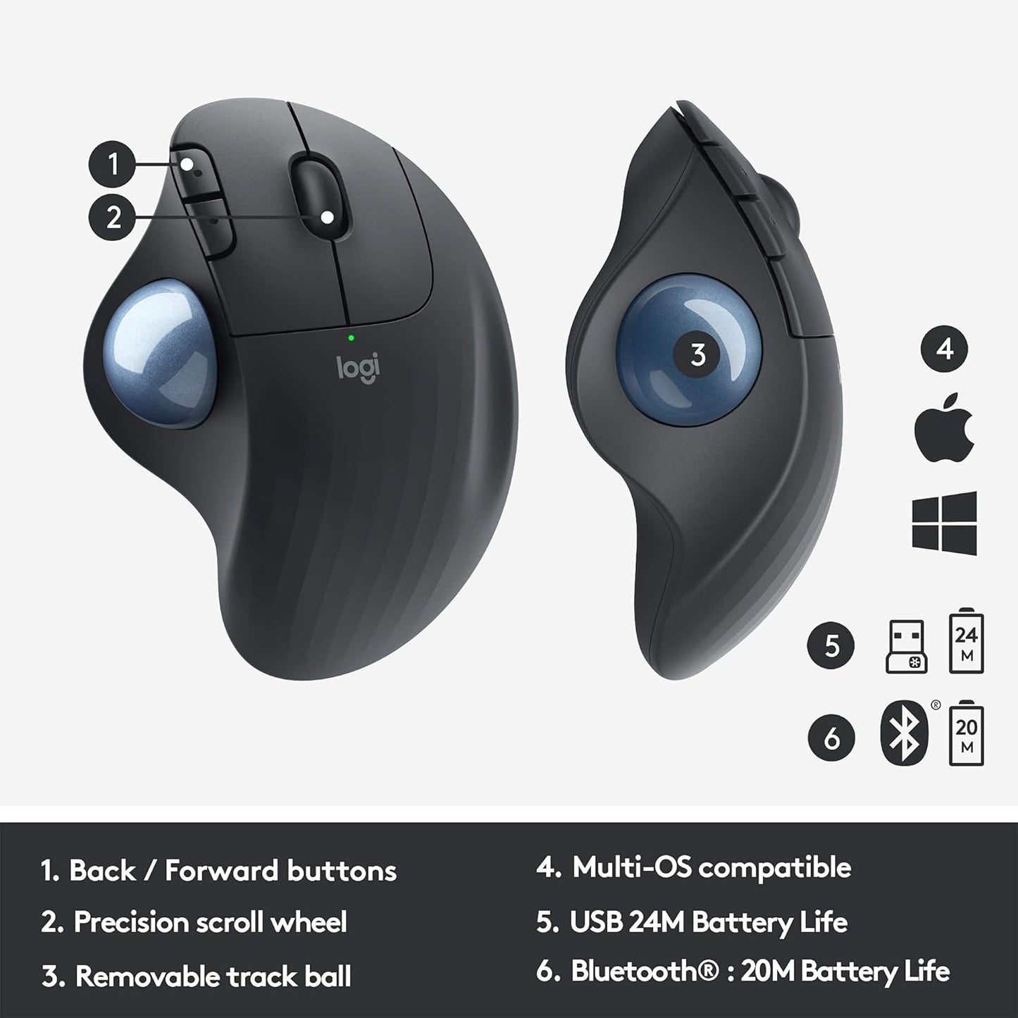 Logitech Ergo M575 Wireless Trackball Mouse (Renewed)