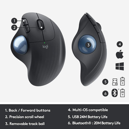 Logitech Ergo M575 Wireless Trackball Mouse (Renewed)