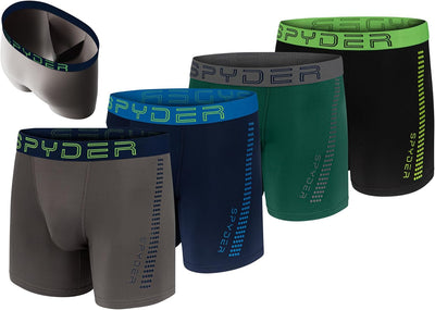 Spyder Mens Boxer Briefs 4-Pack - Poly Spandex Performance Underwear