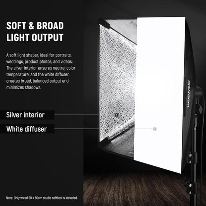 Neewer 10102625 24x24" Softbox with E26 Socket for Studio Lighting