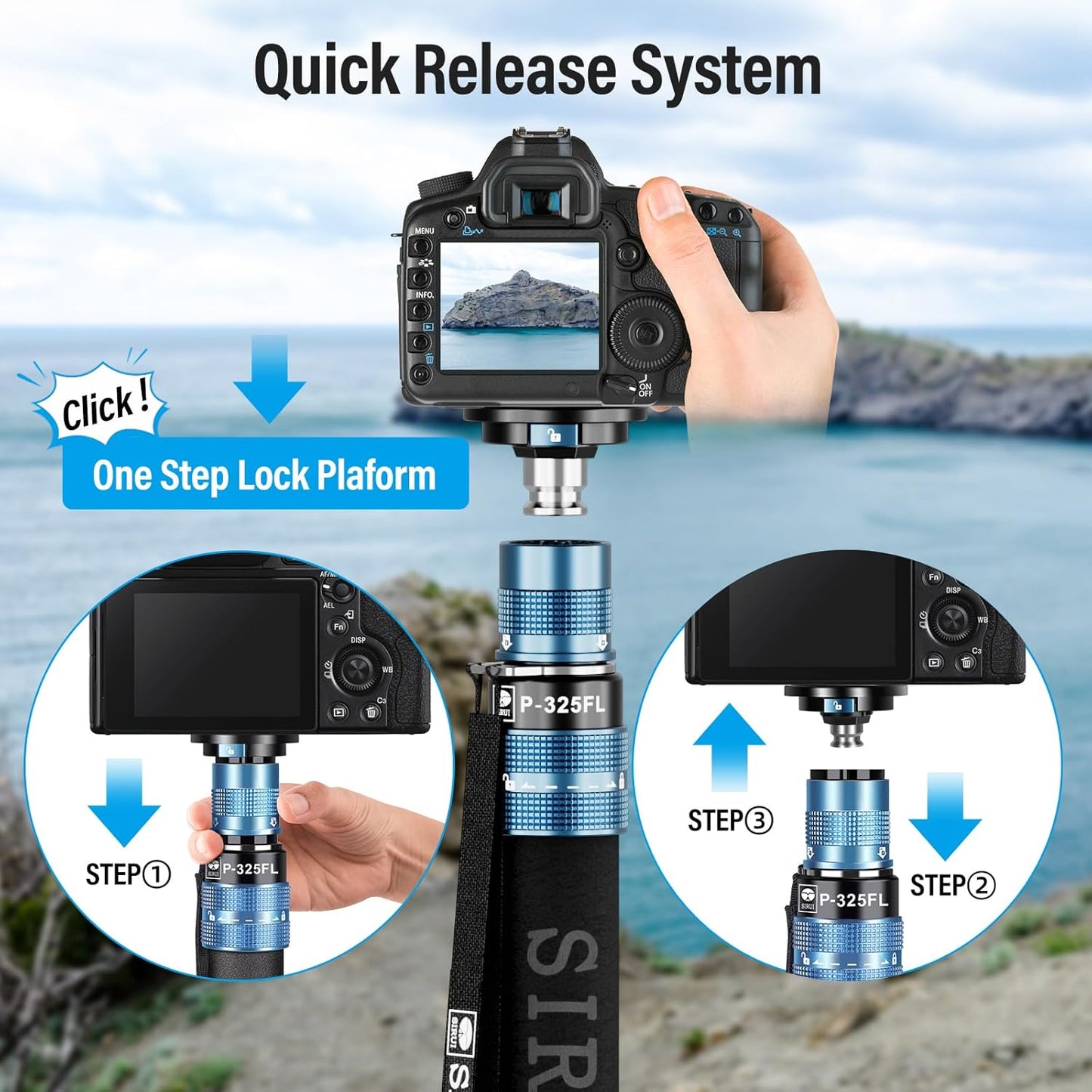 Sirui P-325FL-AM Carbon Fiber Camera Monopod with Feet