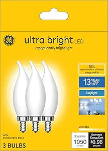 GE 93130035 LED CA12 Decorative Light Bulbs 3-Pack — main product image