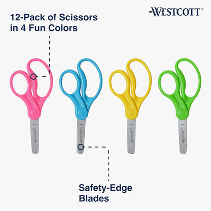 Westcott ACM13140 Kids Scissors 5" Blunt 12-Pack