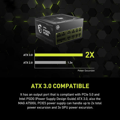 MSI MAG A750GL PCIE5 750W 80+ Gold ATX 3.1 PSU