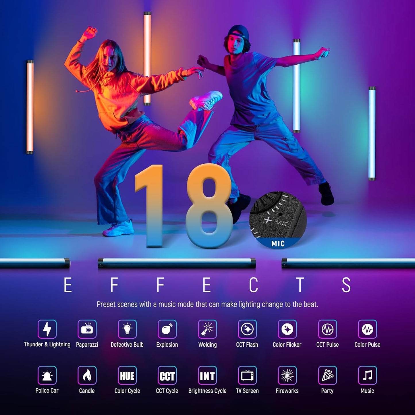 Neewer 10102495 TL60 RGB Tube Light Photography Wand