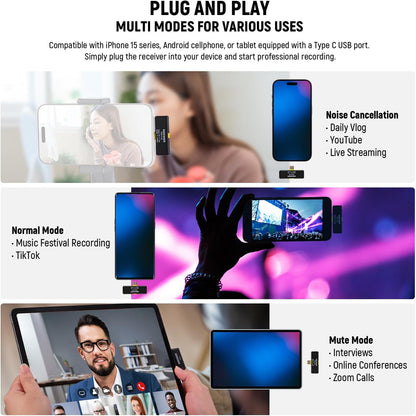 Neewer 21000072 Wireless Lavalier Microphone USB-C iPhone