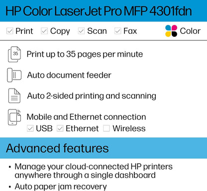 HP 4301fdn Color LaserJet Pro MFP Printer