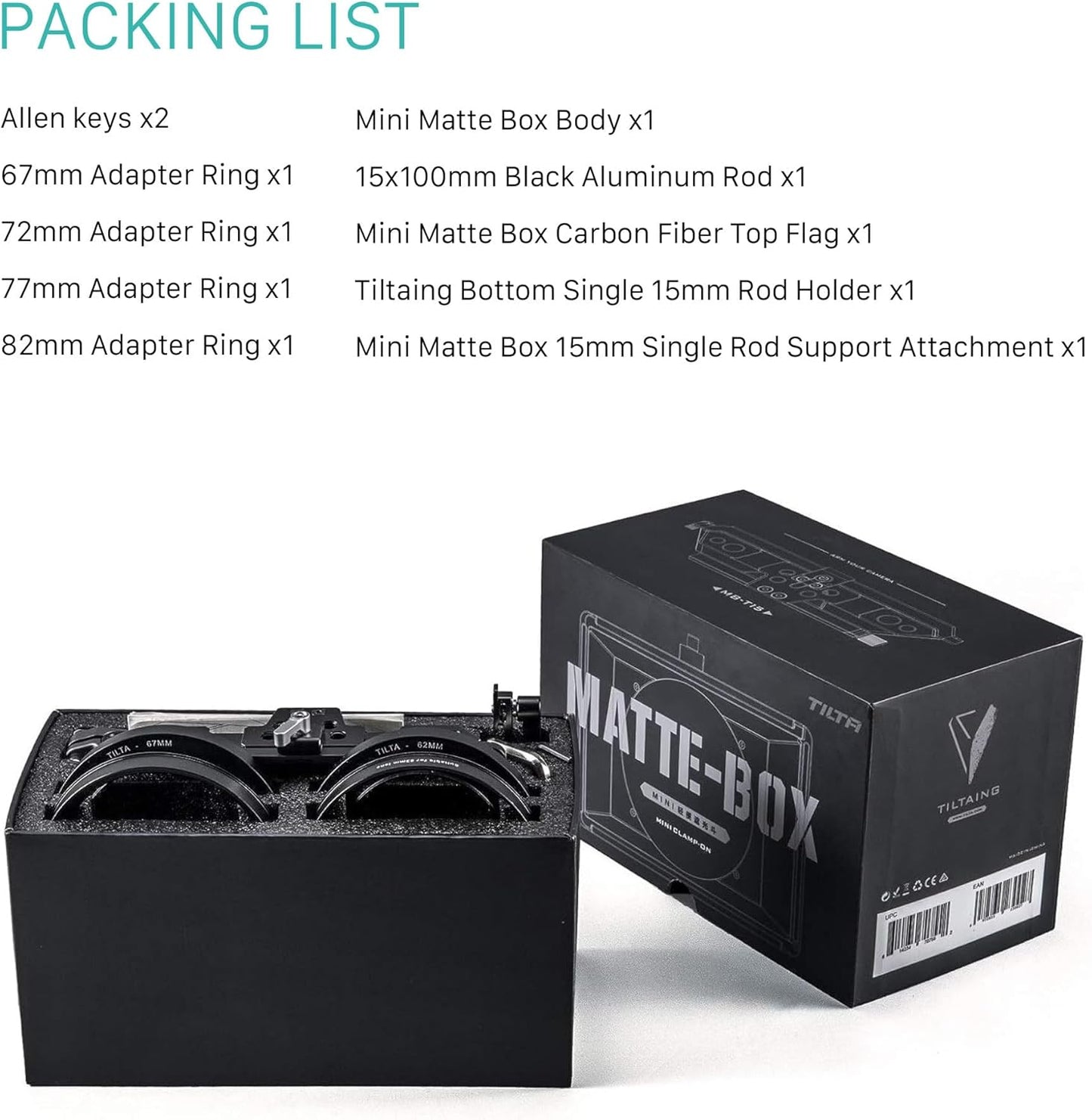 Tilta MB-T15 Mini Matte Box 15mm Rod Adapter