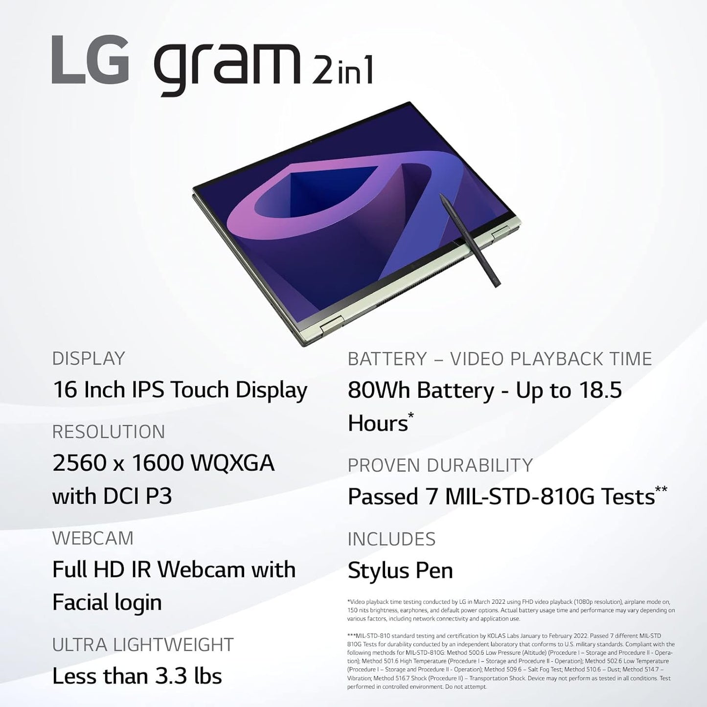 LG 16T90Q-K.ADG9U1 Gram 16" 2-in-1 Tablet Laptop