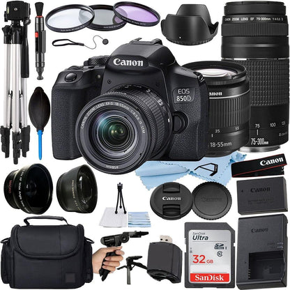 Canon 850D Rebel T8i DSLR Camera Lens Bundle Renewed