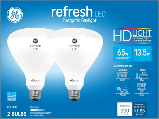 GE 41208 Refresh LED BR40 Daylight Floodlight 2-Pack