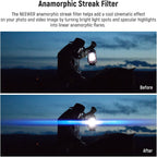 Neewer 82mm Blue Streak Filter Anamorphic Flare Effect