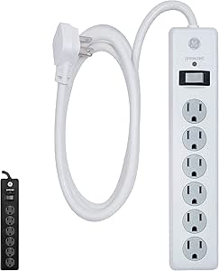 GE 6-Outlet Surge Protector 6ft Power Strip