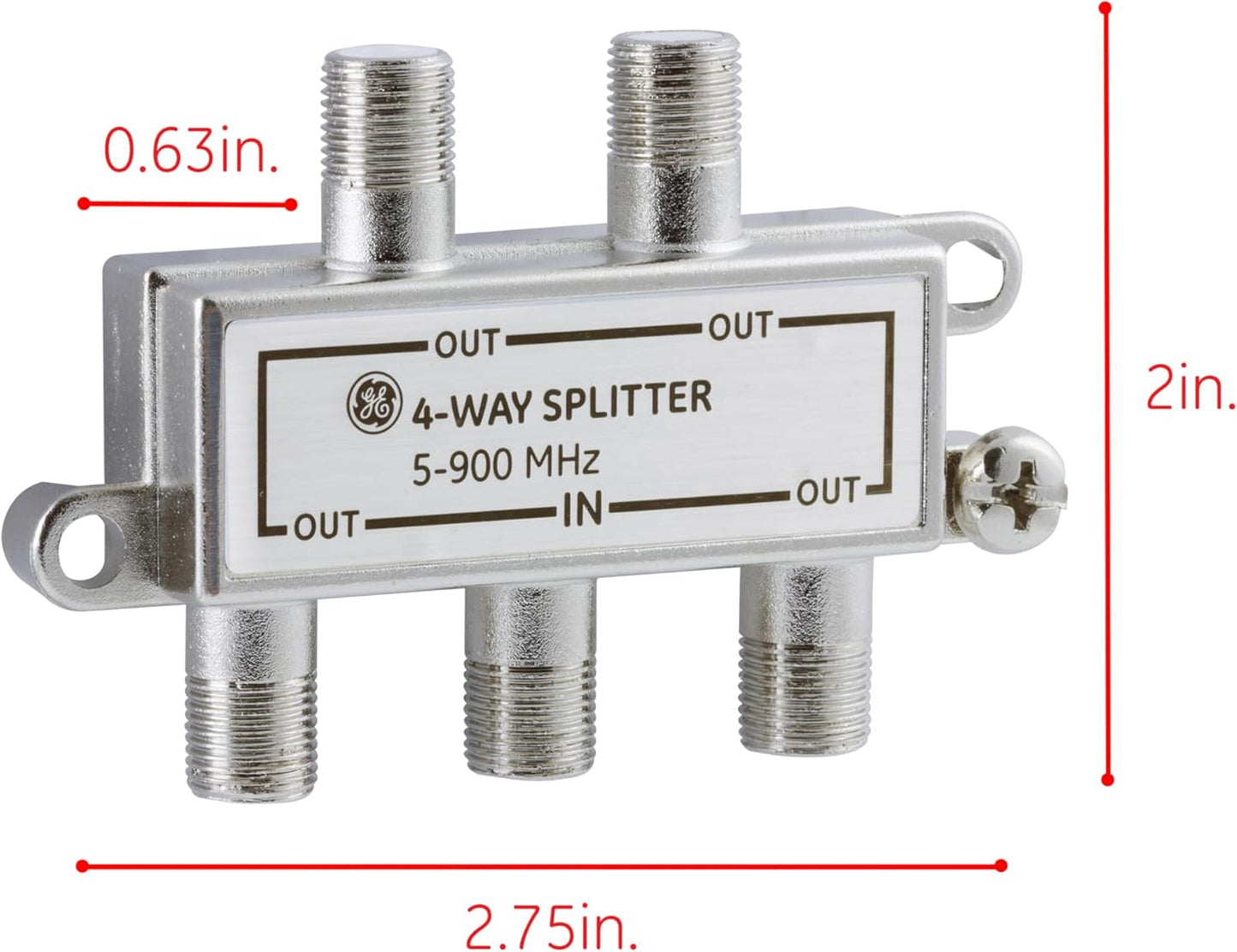 GE 35047 4-Way Coaxial Cable Splitter 5-900 MHz