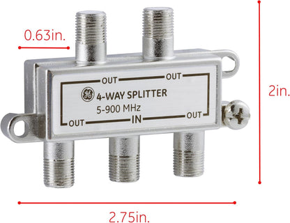 GE 35047 4-Way Coaxial Cable Splitter 5-900 MHz