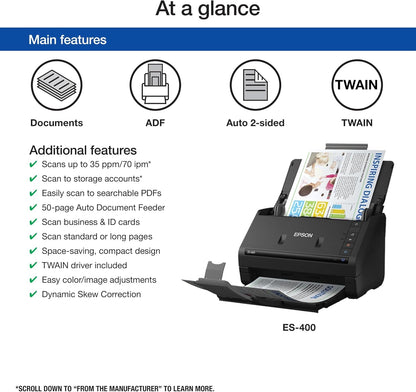 Epson WorkForce ES-400 Color Duplex Document Scanner ADF