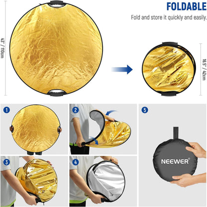 Neewer 90101292 43" 5-in-1 Light Reflector w/ Clamp