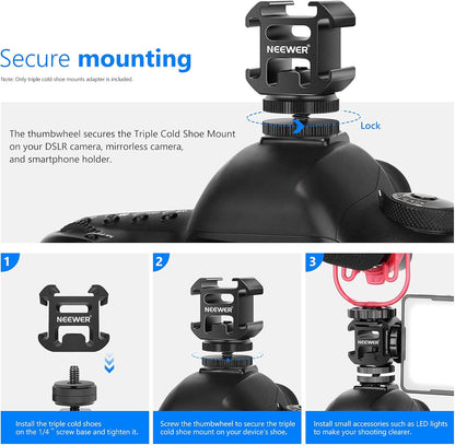Neewer 10100282 Hot Shoe Mount Adapter with Triple Cold Shoe