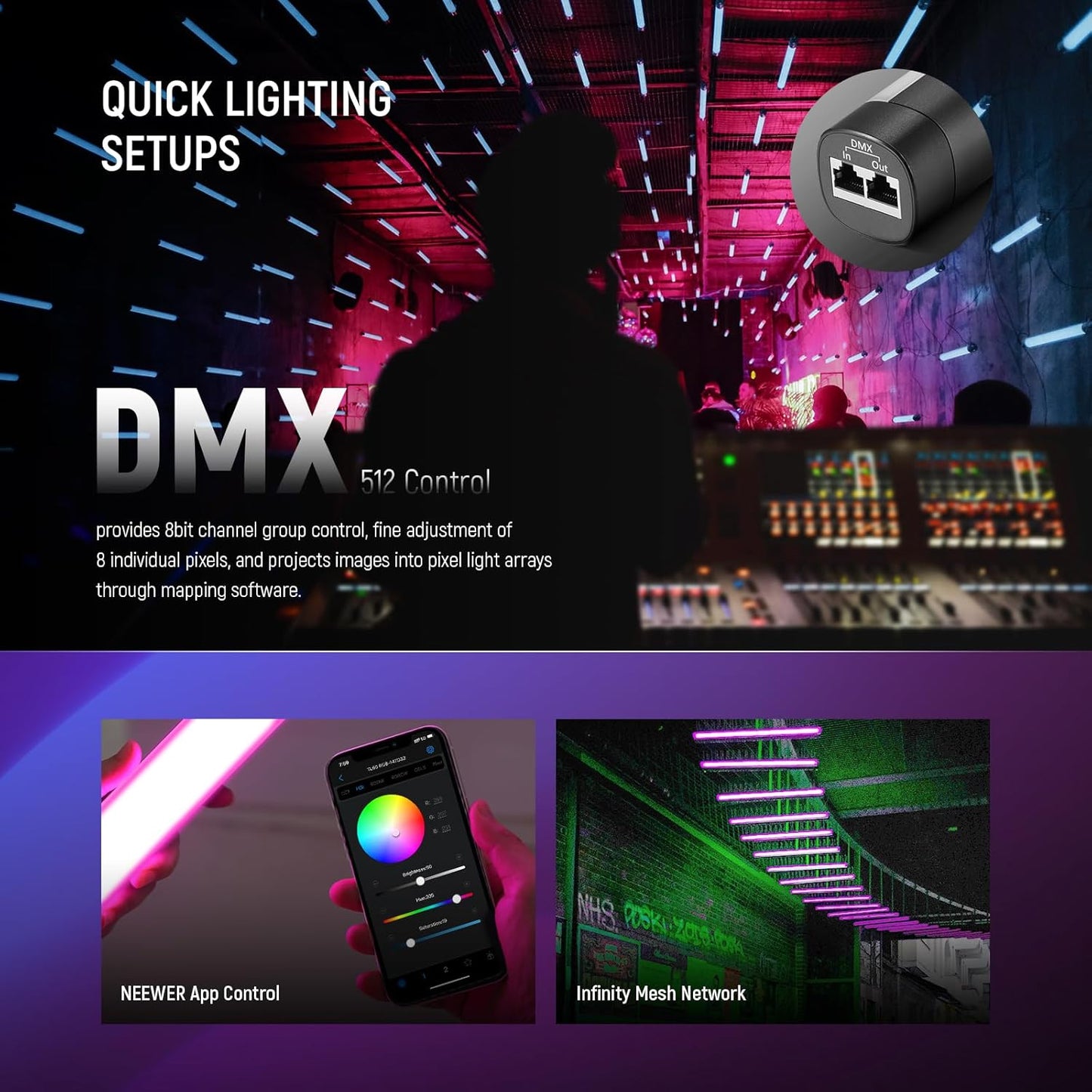 Neewer 10102495 TL60 RGB Tube Light Photography Wand