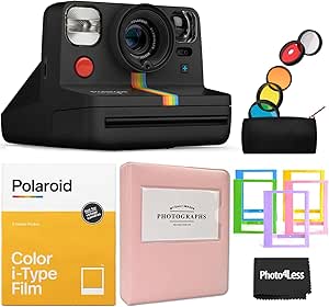 Polaroid Now+ Instant Camera: Black with Film, Album & Frames