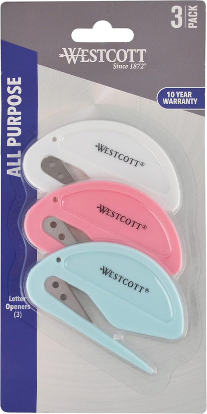 Westcott 00501 All Purpose Compact Letter Opener 3pk