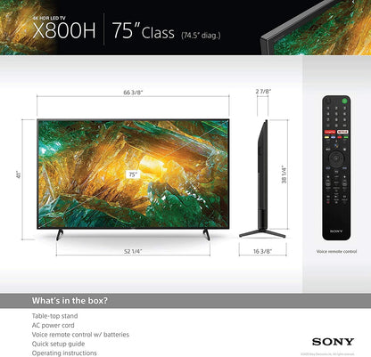 Sony XBR75X800H 75-Inch 4K HDR Alexa Refurbished TV