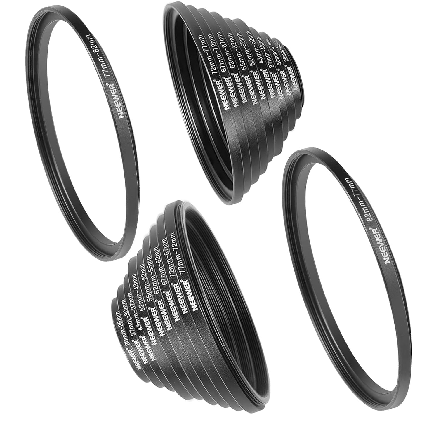 Neewer 90084559 20 Pcs Lens Filter Adapter Ring Kit