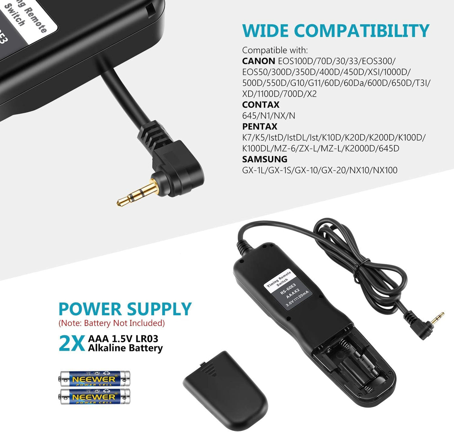 Neewer 10000374 LCD Timer Shutter Remote Control for Canon/Pentax