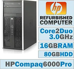 HP 6000 Pro-e608fe77 Desktop: Core 2 Duo, 16GB, 80GB HDD, No OS