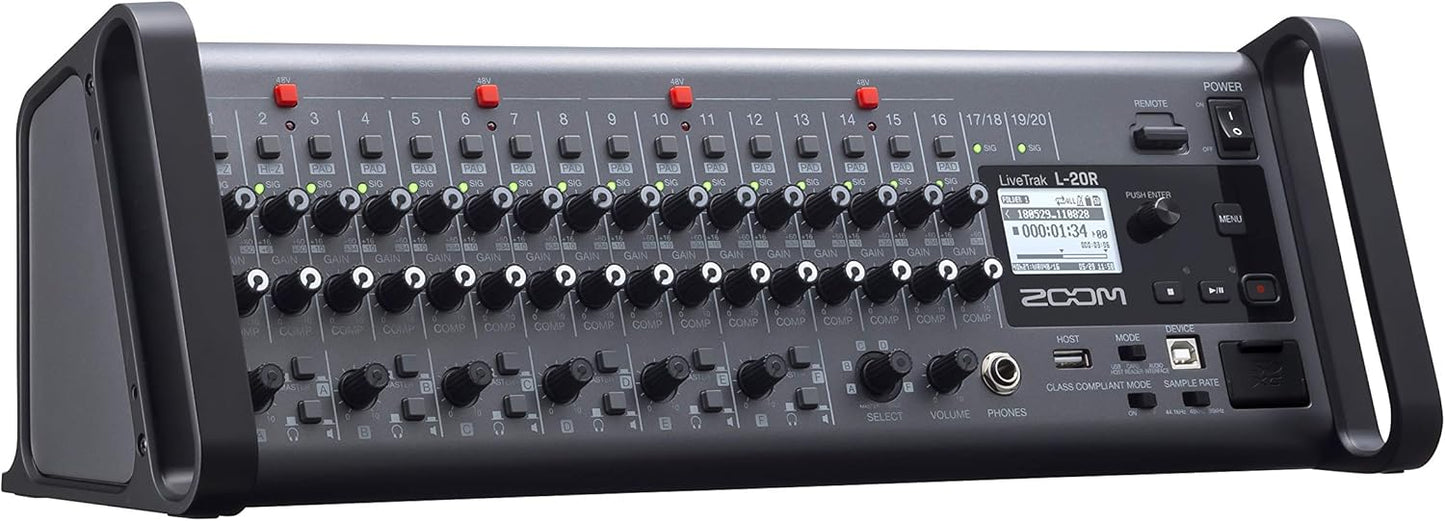 Zoom L-20R LiveTrak 20-Channel Remote Digital Mixer Recorder