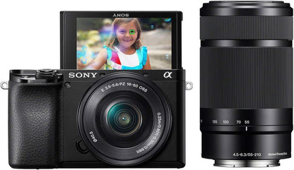 Sony Alpha A6100 Mirrorless Camera: 16-50mm, 55-210mm Lenses